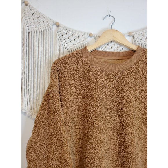 American Eagle Brown Sherpa Crewneck Sweatshirt M - Picture 3 of 6